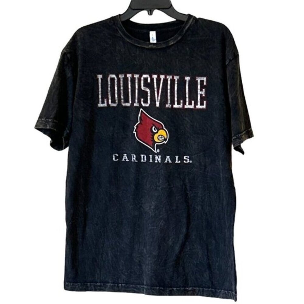 Blue 84 Unisex Louisville Cardinals Logo Short Sleeve Shirt Black Red Size L NWT